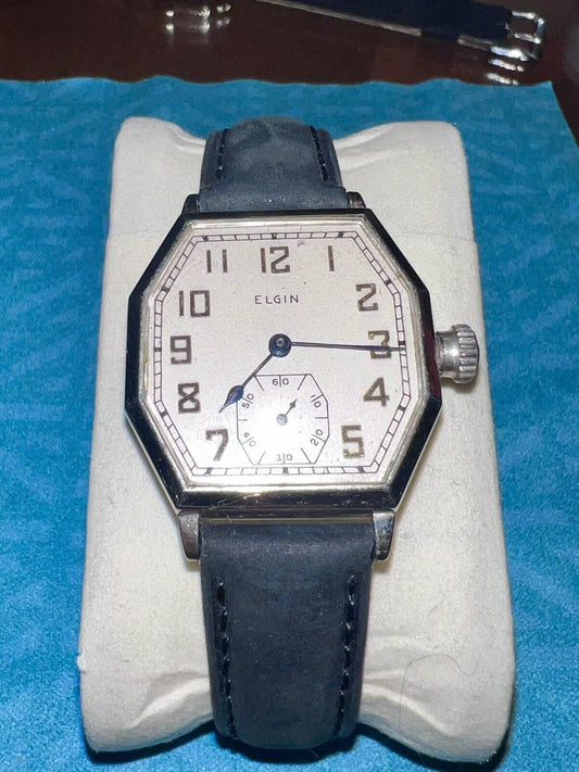 ELGIN 1919 GRADE 462 MEN'S ART DECO WATCH 3/0s 7j. RUNS EXCELLENT & NO SCRATCHES